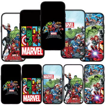 для iPhone 16 15 Xiaomi Redmi Note 13 12 11 Pro Max X 9 14 XR Samsung Galaxy S24 S23 Plus Huawei OPPO Marvel Мстители Халк Железный Человек-паук чехол для телефона for Redmi 10 аэро