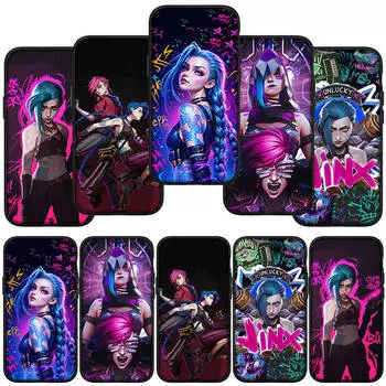 для iPhone 16 15 Xiaomi Redmi Note 13 12 11 Pro Max X 9 14 Plus XR Samsung Galaxy A15 S24 S23 Huawei OPPO чехол Jayce аниме Arcanes Jinx Vi чехол для телефона for Redmi Note 11 Pro аэро