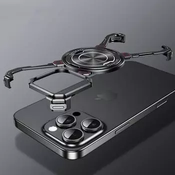 Для iPhone 16 Pro Max 15 Pro 14 13 чехол безрамный алюминиевый сплав противоударный роскошный для Magsafe магнитный кронштейн чехол для телефона iPhone 16 чёрный