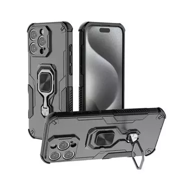Для iPhone 16e 16 Pro Max Armor Case Magnetic Ring Stand Holder Shockproof Cover For Apple 15 Plus 14 13 Pro Phone Protect Shell Funda Capa for iphone 16e чёрный