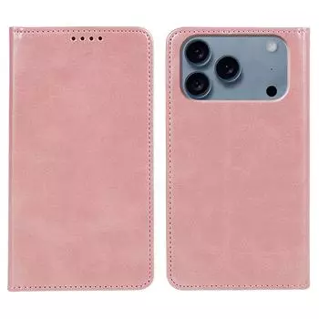 Для iPhone 17 Pro Max Чехол Сильный Магнитный Кожаный Чехол для Телефона Текстура Теленка Rose Gold