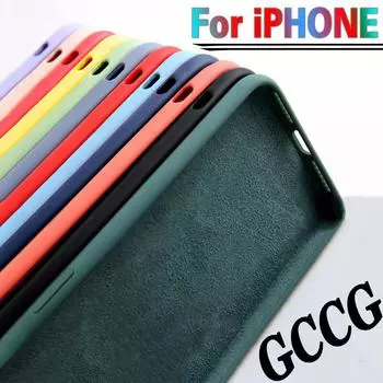 Для iPhone 7 6 6S 8 Plus роскошный жидкий силиконовый мягкий чехол для iPhone 16 14 11 12 Pro X XR XS Max 13 Mini Pro 15 Max противоударный чехол для телефона iPhone 12 Mini чёрный