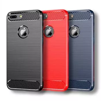 Для iPhone 8 Plus Чехол для Apple iPhone 7 8 Plus Чехол 5,5 дюймов Углеродное волокно Противоударный силиконовый бампер для iPhone 8 7 Plus For iPhone 8 Plus чёрный
