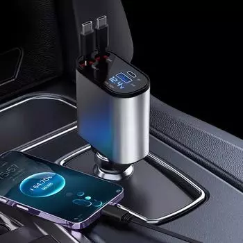 Для iPhone Huawei Samsung 100 Вт 4 в 1 выдвижное автомобильное зарядное устройство USB Type C кабель для быстрой зарядки адаптер прикуривателя X4W3