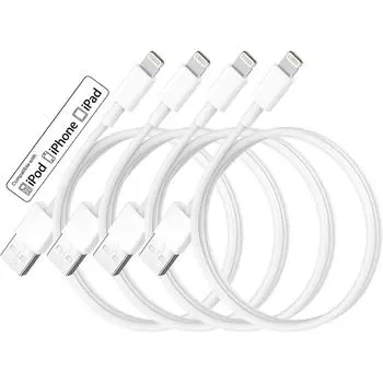 Для iPhone зарядный кабель 3 фута 4Pack для Lightning-USB зарядный шнур 3Footдля Apple для iPhone 14 Pro Max/14/13/12/11/XR/Xs/X 1m