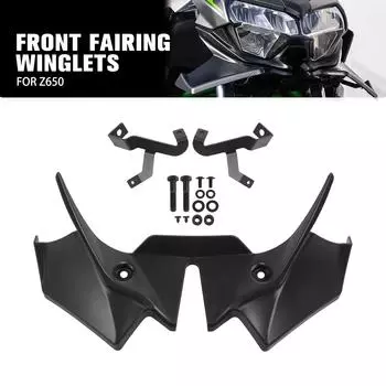 Для Kawasaki Z650 Z 650 2020-2025 Beak Nose Cone Передний спойлер Frontal Sport Naked Downforce Спойлеры Winglet Wing Deflector чёрный