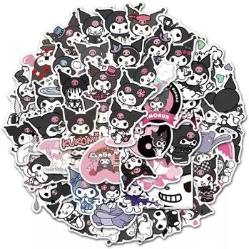Для Kuromi Hello Kitty Наклейки Kuromi Набор из 50 симпатичных водонепроницаемых наклеек с аниме Милые стильные мультяшные наклейки своими руками Упаковка для подарочной коробки…