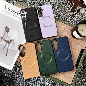 Для Magsafe Magnetic Wireless Charge Phone Case для Samsung S25 S23 Ultra Plus S24 Fe A56 A36 A26 A16 Тонкий однотонный тканевый противоударный чехол Samsung S25 чёрный