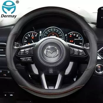Для Mazda3 BK BL BM BN BP Mazda6 CX3 CX5 CX7 CX30 Axela Atenza Автомобильный чехол на руль из углеродного волокна из искусственной кожи, автоаксессуары чёрный