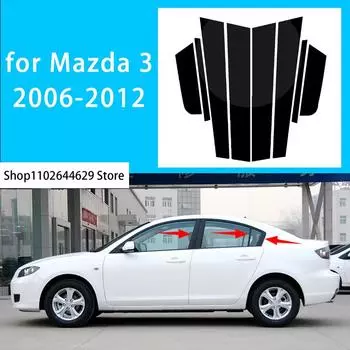 Для Mazda 3 2006-2012 8 шт. полированные стойки стойки подходят для отделки окна BC наклейка на колонку хром чёрный
