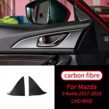 Для Mazda 3 Axela 2017-2018 2 шт. настоящее углеродное волокно, дверь, окно, крышка, наклейка, отделка салона автомобиля