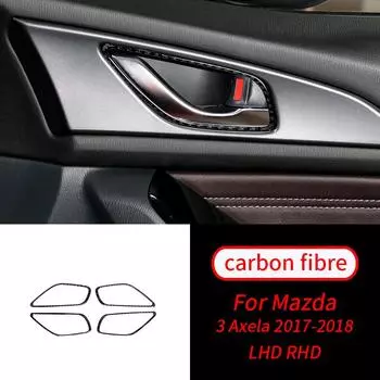Для Mazda 3 Axela 2017-2018 4 шт. настоящее углеродное волокно дверная ручка рамка наклейка отделка салона автомобиля аксессуары салон автомобиля