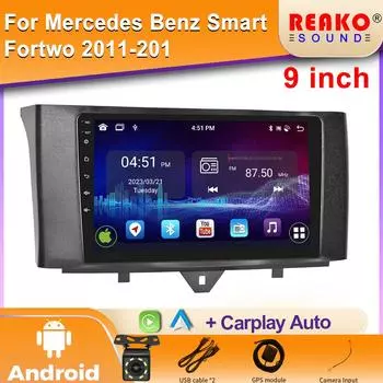 Для Mercedes Benz Smart Fortwo 2 2010 - 2015 Android автомобильный стерео блок мультимедиа радио видео плеер GPS беспроводной Carplay 4G 4 core 1+32 CP+8 camera