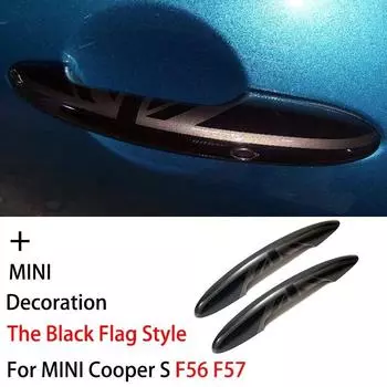 Для MINI Cooper S JCW F56 F57 автомобильный Стайлинг внешние детали аксессуары 2 шт. в комплекте черный флаг дверная ручка крышка наклейка отделка No Hole and Light