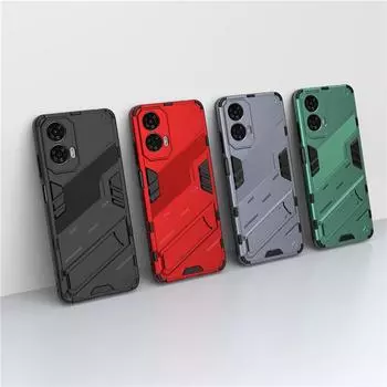 Для Motorola Moto G24 4G Чехол Moto G24 Чехол 6,56 дюйма Панк броня Ударопрочный Жесткий Резиновый Кронштейн Бампер Для Motorola Moto G24 For Moto G24 4G чёрный