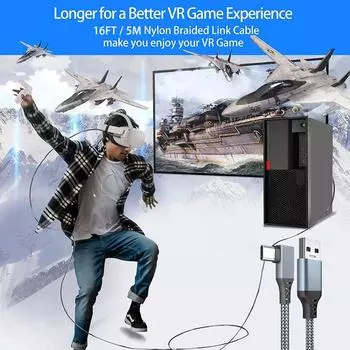 Для Oculus Quest 2 Type- C Link USB-C Steam VR кабель для передачи данных 5 м / 16 футов кабель для передачи быстрой зарядки D