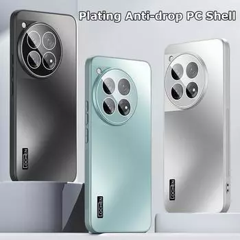 Для OnePlus 12 12R Dazzle Plating PC Shell Full Cover с пленкой для линз Super Anti Drop Silica gel Edge Anti-slip Case Protector For OnePlus 12 чёрный