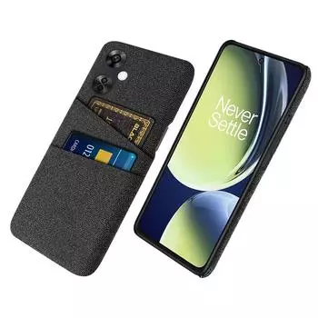 Для OnePlus Nord CE3 5G/CE 3 Lite 5G/Nord N30 5G Чехол для мобильного телефона Жесткий ПК+Ткань Чехол для мобильного телефона с двойными слотами для карт Black