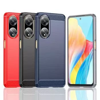 Для Oppo A98 5G Чехол для Oppo A98 5G Противоударный противоударный силиконовый чехол из углеродного волокна для Oppo A98 5G Чехол 6,72 дюйма For Oppo A98 5G чёрный