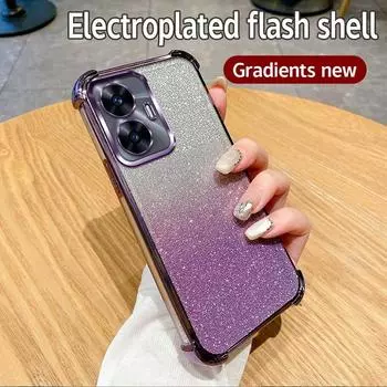 Для Oppo Realme C55 C53 C35 C33 C31 C30 C20 C15 C30s 9 Pro Plus Блестящее покрытие Силиконовый мягкий чехол Четыре угла противоударный чехол Realme C55