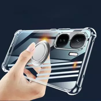 Для POCO X7 Pro X 7 Чехол Магнитный держатель кольца Чехол для Xiaomi POCOX7pro Redmi Turbo 4 Note 14 Pro Plus Note14 Противоударные прозрачные силиконовые мягкие чехлы POCO X7 pro чёрный