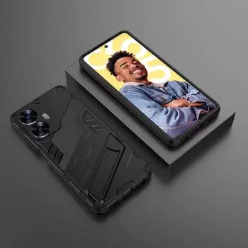Для Realme 9 Pro + 10 11 9i C25Y C21Y C55 C53 C51 Narzo 50 Pro 50i GT Neo 3 4G 5G противоударный жесткий бронированный чехол-подставка для телефона задняя крышка For Realme 9 4G чёрный