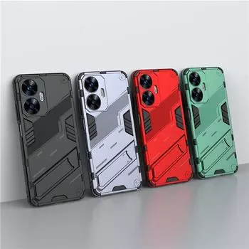 Для Realme C55 Чехол Для Realme C55 Чехол 6,72 дюйма Панк Броня Ударопрочный Жесткий Резиновый Кронштейн Бампер Для Realme C55 Coque For Realme C55