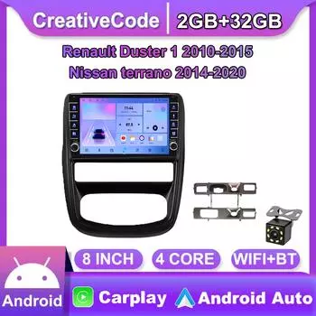Для Renault Duster 1 2010-2015, для Nissan terrano 2014-2020 с кнопочной ручкой, автомобильный Android CarPlay Android GPS 2 + 32 ГБ