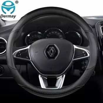 Для Renault Logan 1 2 3 для Dacia Logan автомобильный чехол на руль из микрофибры + углеродное волокно модный авто O shape Black