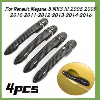 Для Renault Megane 3 MK3 III 2008 2009 2010 2011 2012 2013 2014 2016 накладка на дверную ручку автомобиля из углеродного волокна, аксессуары для стайлинга