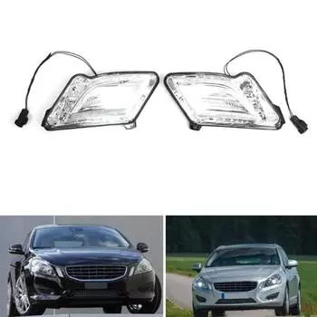 Для S60/V70 2010-2013 передние указатели поворота, сменные дневные ходовые огни, светодиодные прозрачные линзы