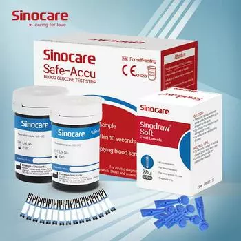 (для Safe-Accu)Sinocare тест-полоски на уровень глюкозы в крови тест-полоски на уровень сахара в крови 100/200/300/500 шт. 100pcs