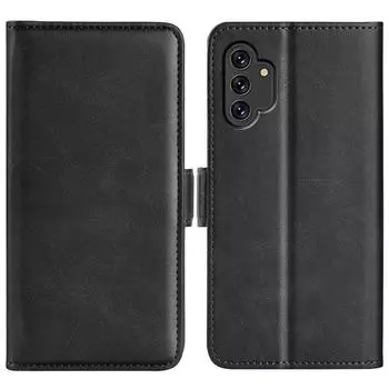 Для Samsung Galaxy A13 4G кожаный чехол с двусторонней магнитной пряжкой и горизонтальной откидной крышкой с держателем, отделениями для карт и кошельком For Samsung Galaxy A13 4G чёрный