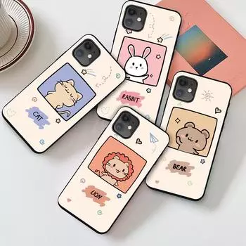 Для Samsung Galaxy A30 A50 S10 S20 S21 Xiaomi Redmi 9A IPhone Huawei OPPO Модный милый мультяшный медведь и кролик с узором Мягкий силиконовый чехол для телефона из ТПУ OPPO AX7