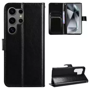 Для Samsung Galaxy S24 Plus S 24+ S24Ultra чехол-книжка из искусственной кожи-бумажника чехол для телефона For Samsung Galaxy S24 чёрный