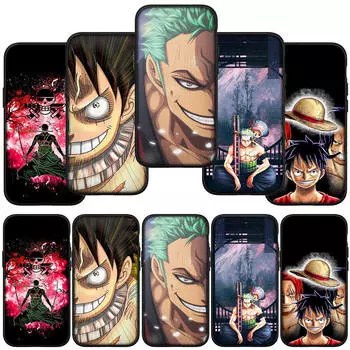 для Samsung Galaxy S24 S23 iPhone 16 15 14 Xiaomi Redmi Note 13 12 11 Plus 9 Pro Max X XR Чехол для телефона Cartoon Luffy Roronoa Zoro One Piece OPPO Huawei for iPhone SE 2020 аэро