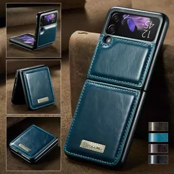 Для Samsung Galaxy Z Flip3 5g Flip 3 Ретро кошелек кожаный чехол, Caseme Роскошный магнитный держатель для карт Чехол-кошелек для Galaxy Flip 3 for Galaxy Z Flip 3 чёрный
