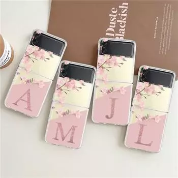 Для Samsung Galaxy Z Flip 3 4 Z Flip3 Flip4 чехол с цветком вишни и буквенным алфавитом прозрачный твердый чехол для Samsung Zflip3 Capa For Z Flip3(5G)