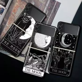 Для Samsung Galaxy Z Flip 3 5G Роскошный матовый черный жесткий чехол для телефона ZFlip 3 противоударный чехол Fundas Shell Moon Tarot Mystery Totem Galaxy Z Flip 4 5G