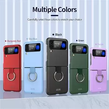 Для Samsung Galaxy Z Flip 4 3 Роскошный ультратонкий чехол с матовым кольцом-держателем Складной противоударный защитный жесткий чехол For Samsung Z Flip 4 фиолетовый