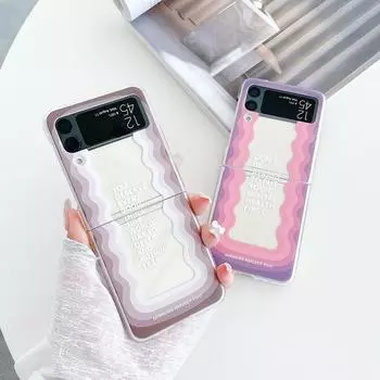 Для Samsung Galaxy Z Flip 4 3 Чехол с градиентной волнистой росписью Прозрачная противоударная складная жесткая задняя крышка для Samsung Flip4 Flip3 For Samsung Z Flip 4 красный