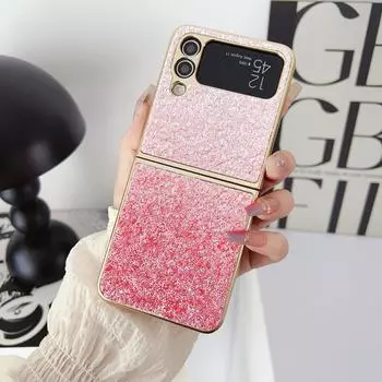Для Samsung Galaxy Z Flip 4 3 5g чехол с блестящим покрытием, градиент, красочный, складной, противоударный, защита, жесткая задняя крышка, аксессуары for Galaxy Z Flip 4 фиолетовый