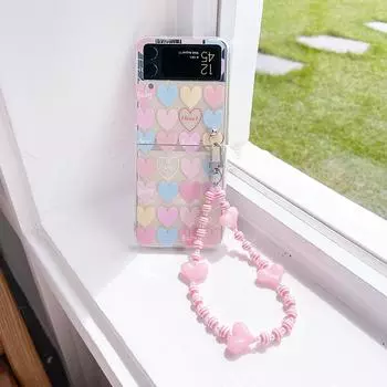 Для Samsung Galaxy Z Flip 4 3 Чехол Любовь Свежая Окрашенная Браслет Для Samsung Zflip3 Чехол Прозрачный Противоударный ПК Жесткая Задняя Крышка For Samsung Z Flip 3