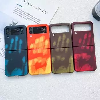 Для Samsung Galaxy Z Flip 4 3 Flip4 Zflip3 чехол с термоэффектом, приятный для кожи, силиконовый матовый складной противоударный чехол, аксессуары for Galaxy Z Flip 4 темно-красного