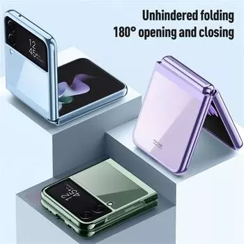 Для Samsung Galaxy Z Flip 4 3 Flip4 Чехол Роскошный Гальванический Прозрачный Цветной Складной Противоударный Защитный Жесткий Чехол For Z Flip 3 зелёный