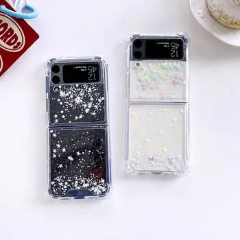 Для Samsung Galaxy Z Flip 4 3 прозрачный блестящий чехол с мечтательными звездами, прозрачная противоударная задняя крышка для Samsung Z Flip4 Zflip3, чехол For Samsung Z Flip 3