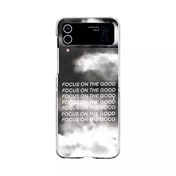 Для Samsung Galaxy Z Flip 4 3 чехол серое облако с английским узором, прозрачный складной противоударный прозрачный жесткий чехол, аксессуары For Galaxy Z Flip 3