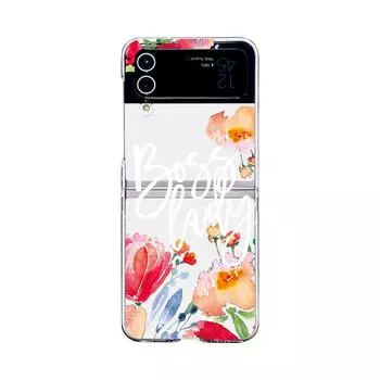 Для Samsung Galaxy Z Flip 4 3 чехол с акварельным цветочным узором, прозрачный складной противоударный жесткий чехол, аксессуары For Galaxy Z Flip 3