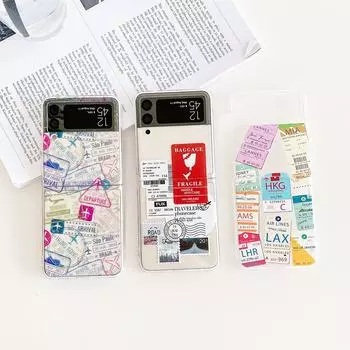 Для Samsung Galaxy Z Flip 4 3 Чехол с наклейкой и штампом, окрашенный прозрачный противоударный жесткий чехол для Samsung Z Flip4 Zflip3 Чехол Only Case
