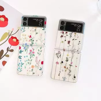 Для Samsung Galaxy Z Flip 4 3 чехол с сухоцветами, окрашенный, прозрачный противоударный ПК, твердая задняя крышка для Samsung Zflip4 Flip3, чехол For Samsung Z Flip 4